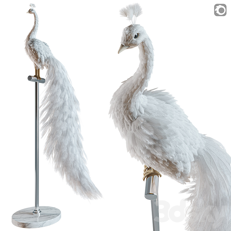 Artificial White Peacock 01. 3DS Max Model - thumbnail 3