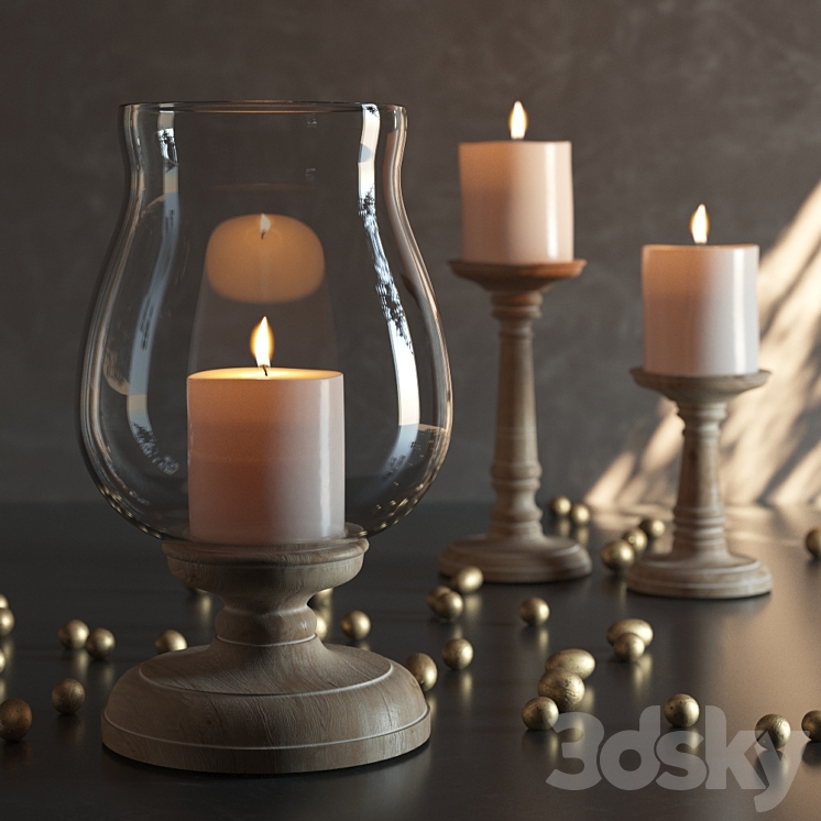 Ashton Wood Candlesticks 3DS Max - thumbnail 1