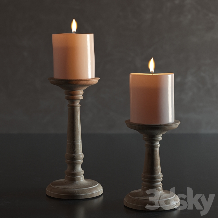 Ashton Wood Candlesticks 3DS Max - thumbnail 2