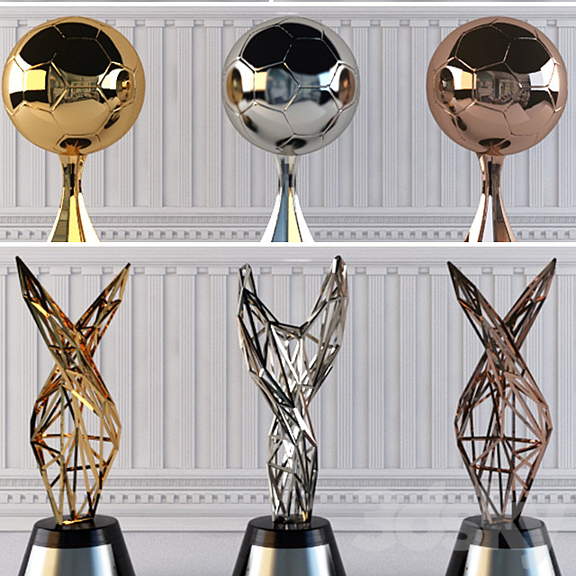 Award Prize Cup Trophy Set 18 Piece Decorative Objects 3DSMax File - thumbnail 3