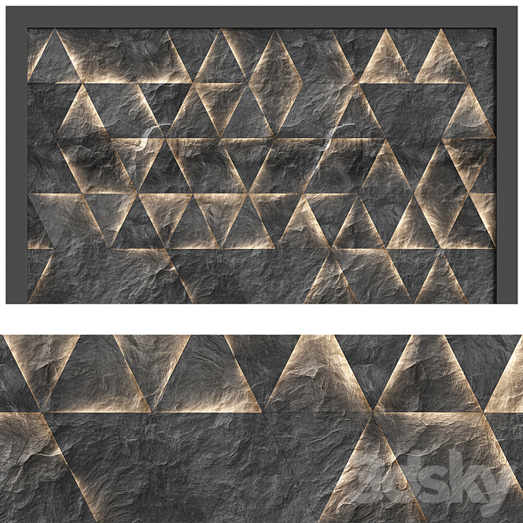 Backlit stone wall panel 3DS Max - thumbnail 1