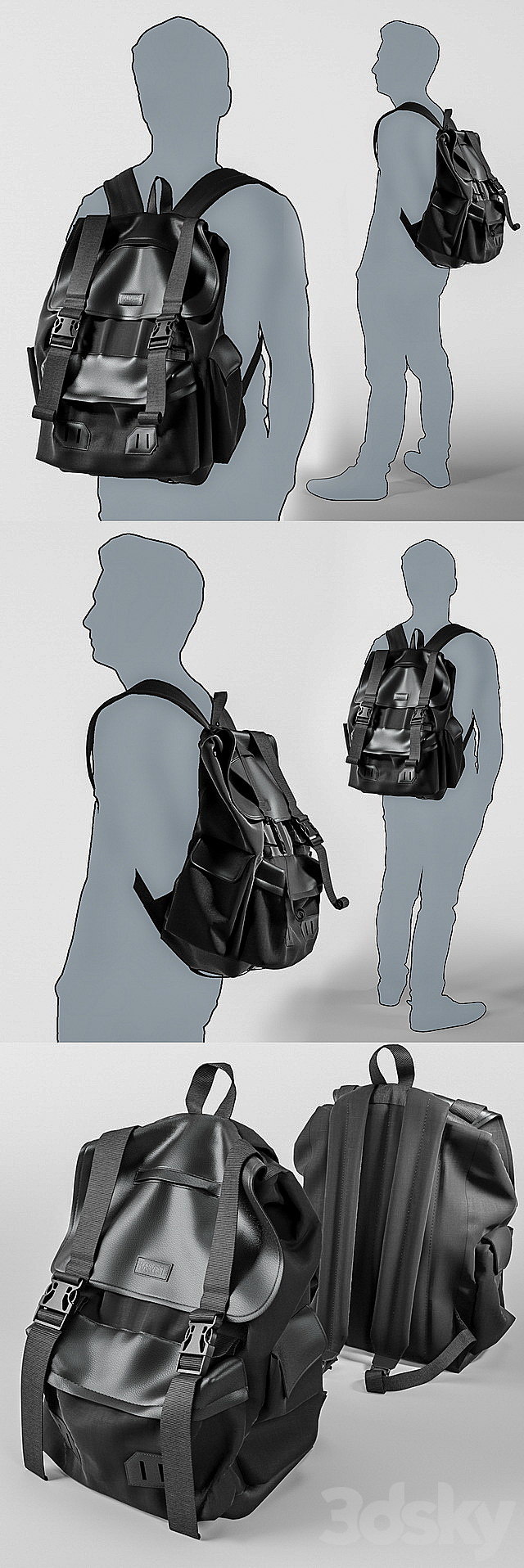 Backpack UNIVERSAL BLACK 3DSMax File - thumbnail 2