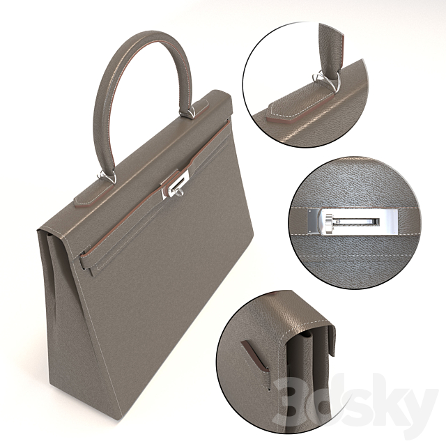 Bag Kelly 35 Etoupe 3DSMax File - thumbnail 2