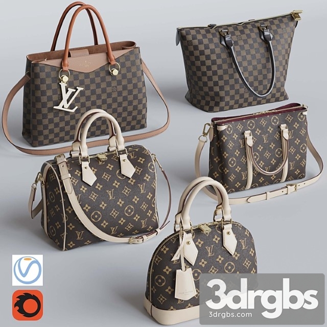 Bag Set 3 Louis Vuitton 3dsmax Download - thumbnail 1