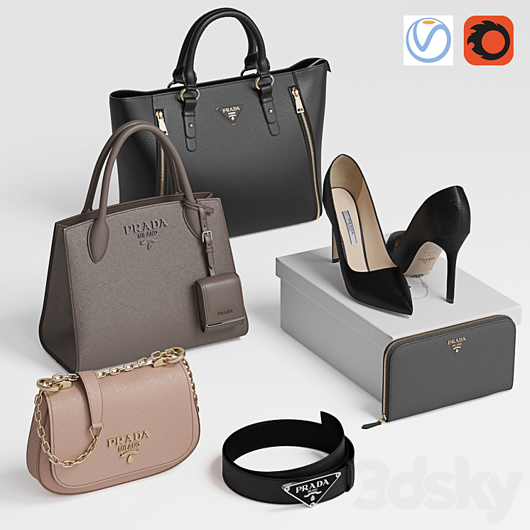 Bag set 8. Prada collection 1 3DS Max Model - thumbnail 1