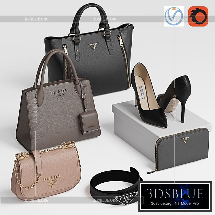 Bag set 8. Prada collection 1 3DS Max - thumbnail 3