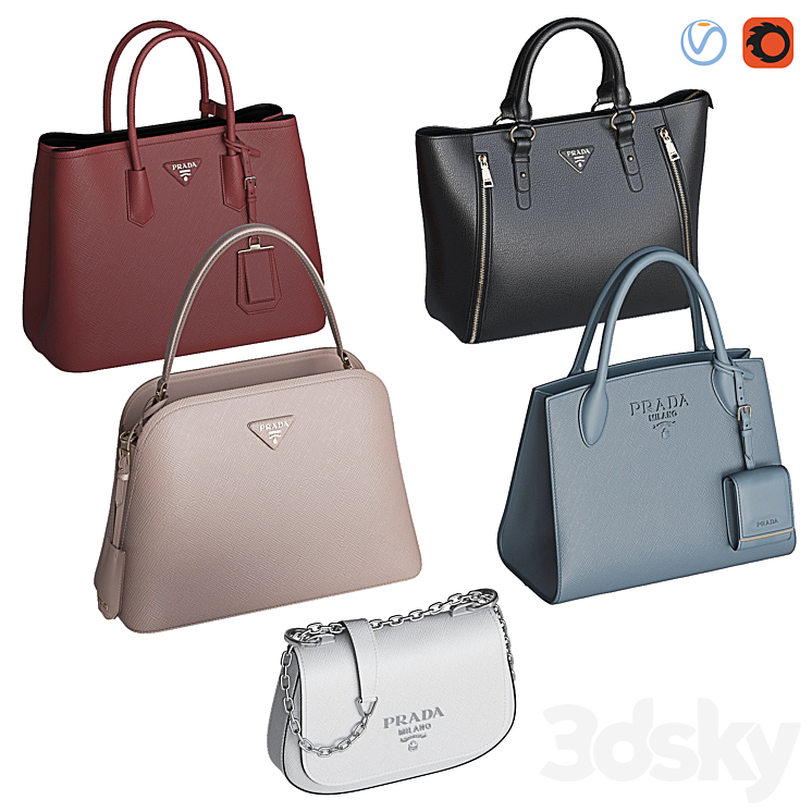 Bag set 9. Prada collection 2 3DS Max Model - thumbnail 1