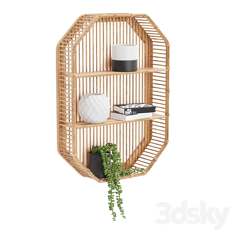 Bamboo Shelf Unit 3DS Max Model - thumbnail 1