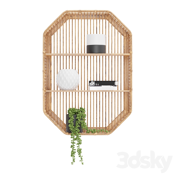 Bamboo Shelf Unit 3DS Max Model - thumbnail 2