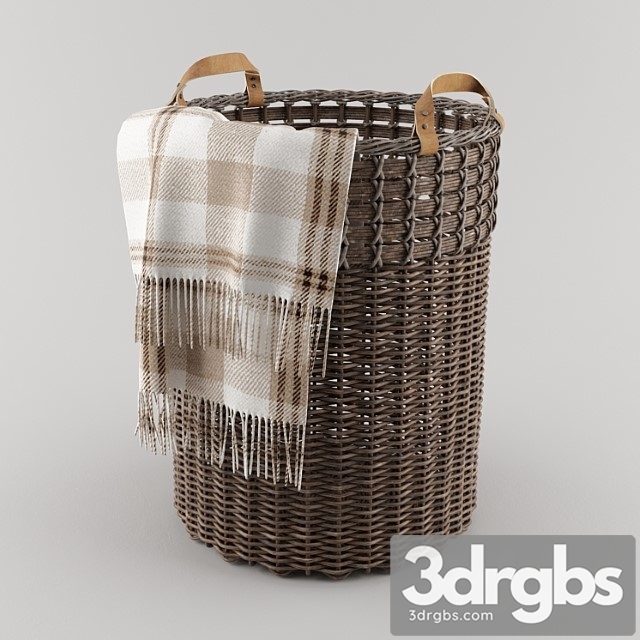 Basket from pottery barn (aster woven tote basket) 3dsmax Download - thumbnail 1