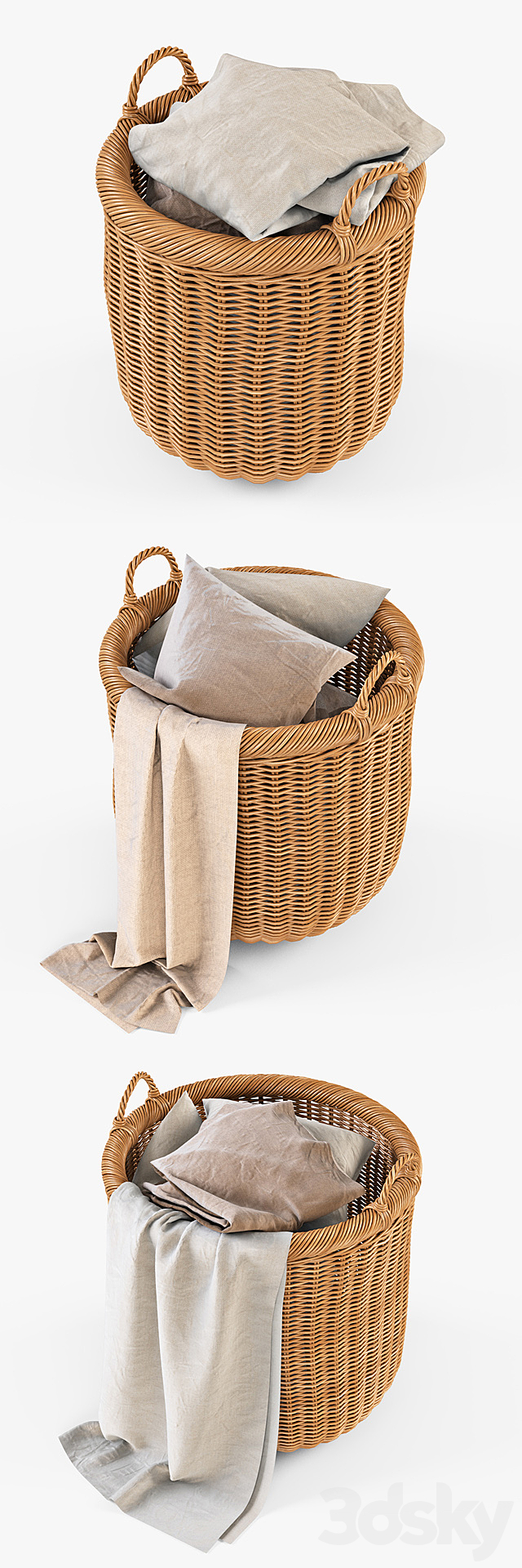 Basket with linen 007 _ Natural color 3DSMax File - thumbnail 2