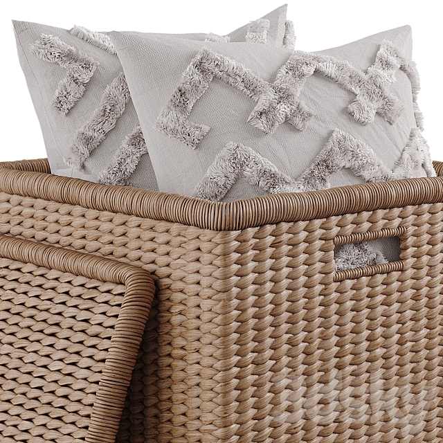 Basket with pillows 3DS Max Model - thumbnail 6