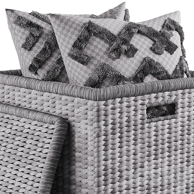 Basket with pillows 3DS Max Model - thumbnail 7