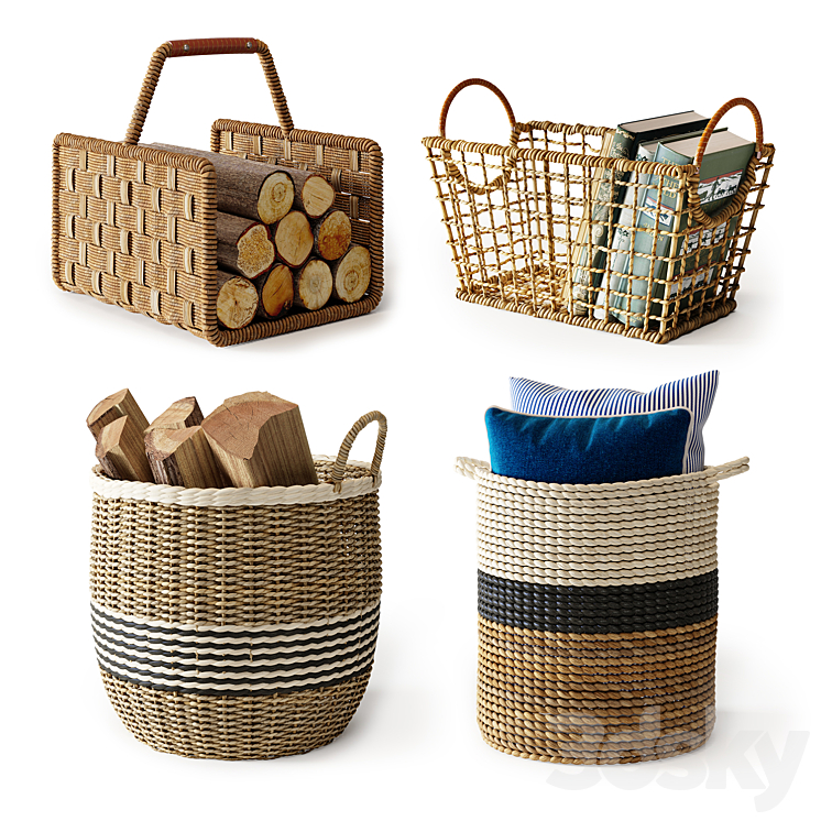 Baskets Set 10 3DS Max Model - thumbnail 1