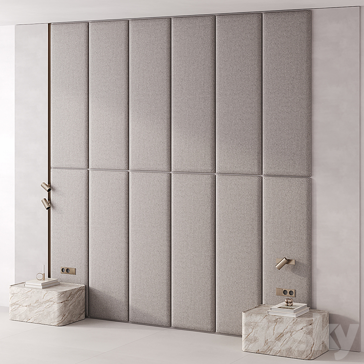 Bedroom headboard Warm Gray 3DS Max - thumbnail 2