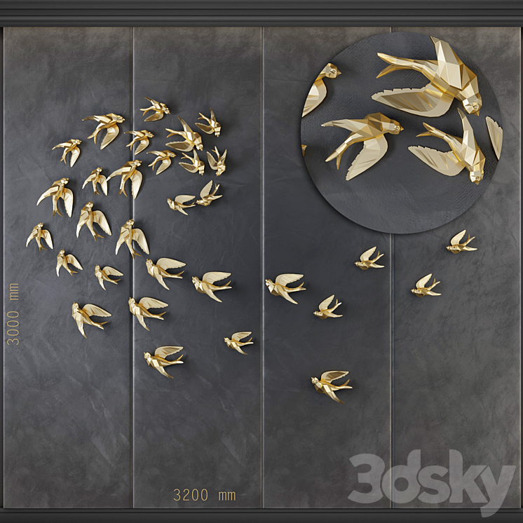 Birds GR _ Decorative Panel 1 3DS Max - thumbnail 1