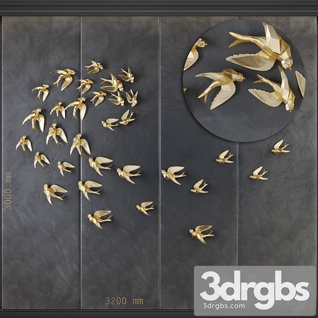 Birds gr   decorative panel 1 3dsmax Download - thumbnail 1