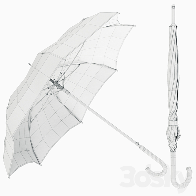 Black Classic Umbrella 3ds Max - thumbnail 3