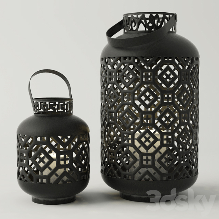 Black Metal Lanterns 3DS Max - thumbnail 1