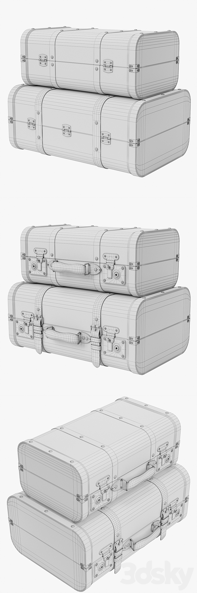 Black Vintage Suitcases 3DS Max Model - thumbnail 3