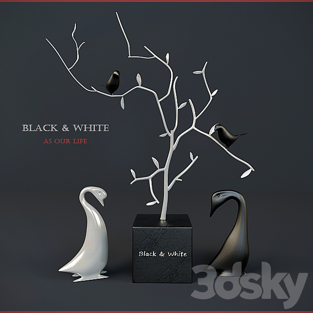 Black & White birds 3ds Max - thumbnail 1