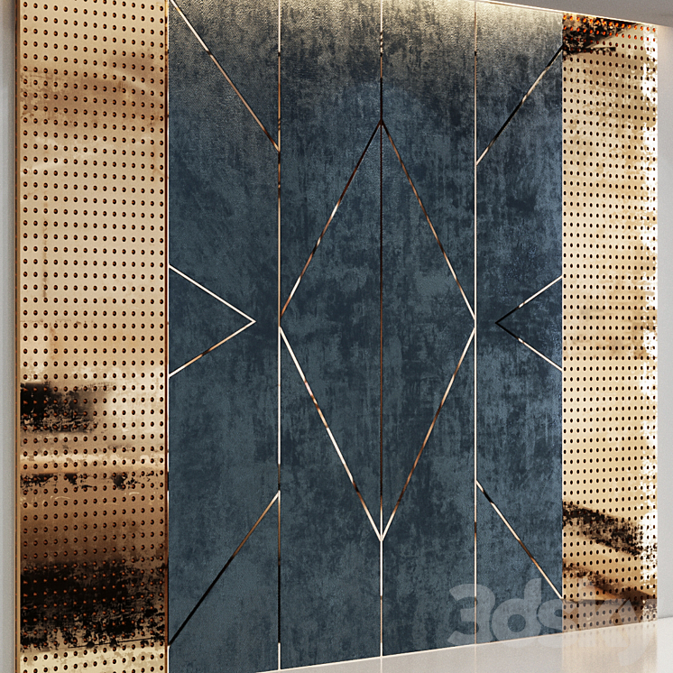 Blue velvet wall panel 3DS Max - thumbnail 1