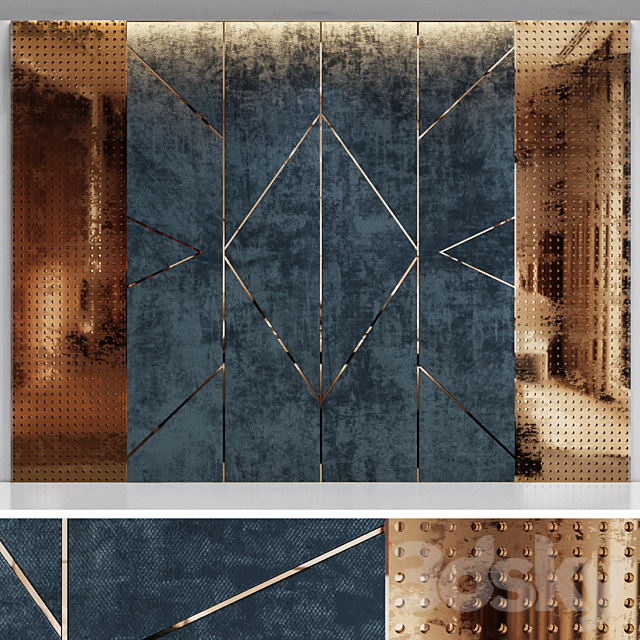 Blue velvet wall panel 3DSMax File - thumbnail 2