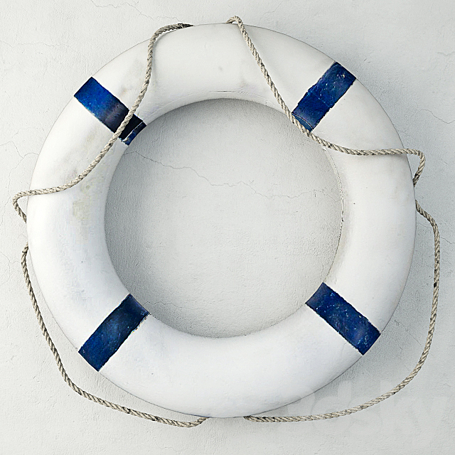 Blue & White Life Preserver 3ds Max - thumbnail 1