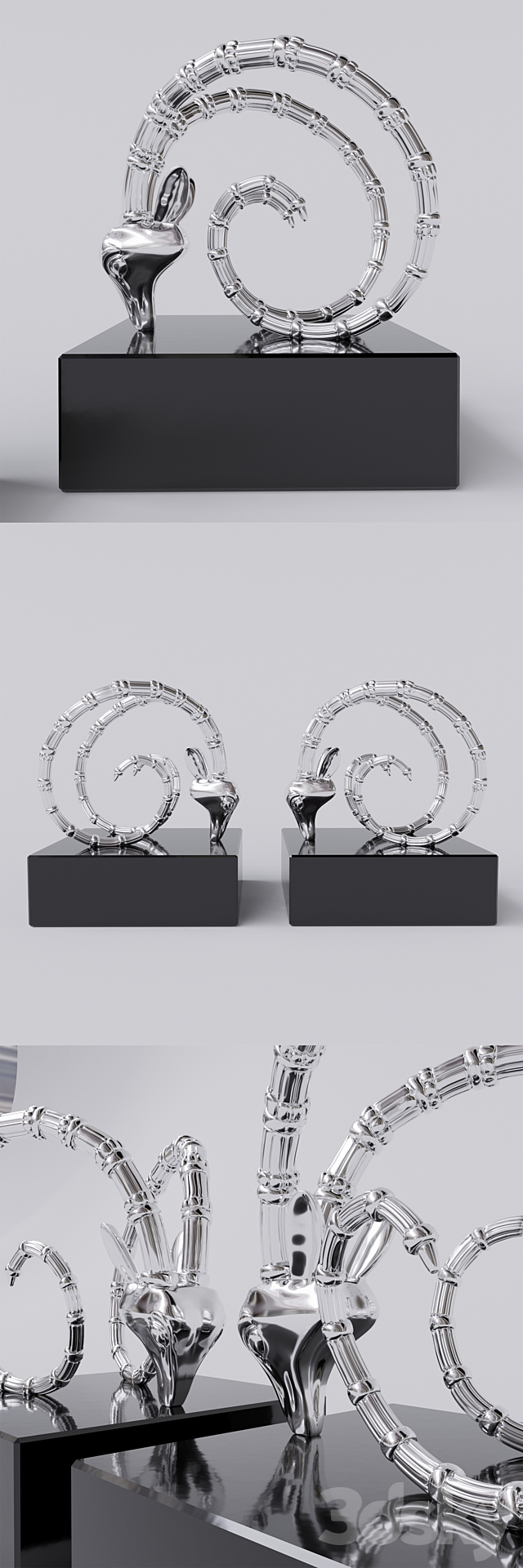 Book holder EICHHOLTZ Bookend Ibex nickel finish set of 2 3DS Max Model - thumbnail 2