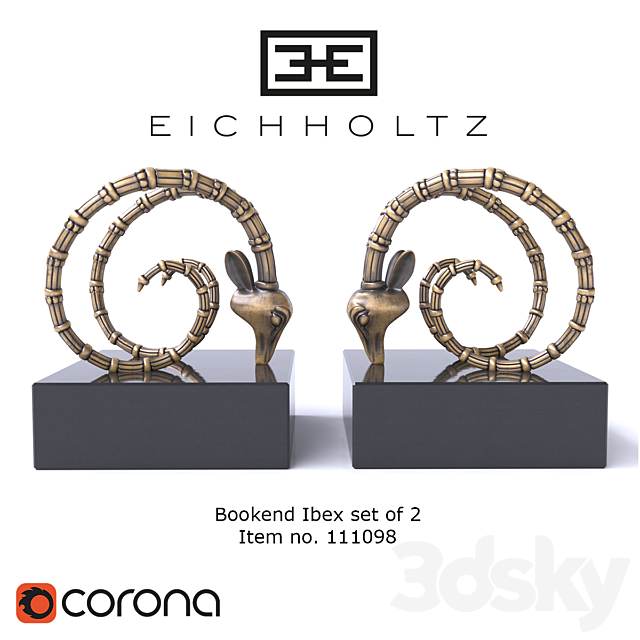 Book holder EICHHOLTZ Bookend Ibex set of 2 3ds Max - thumbnail 1