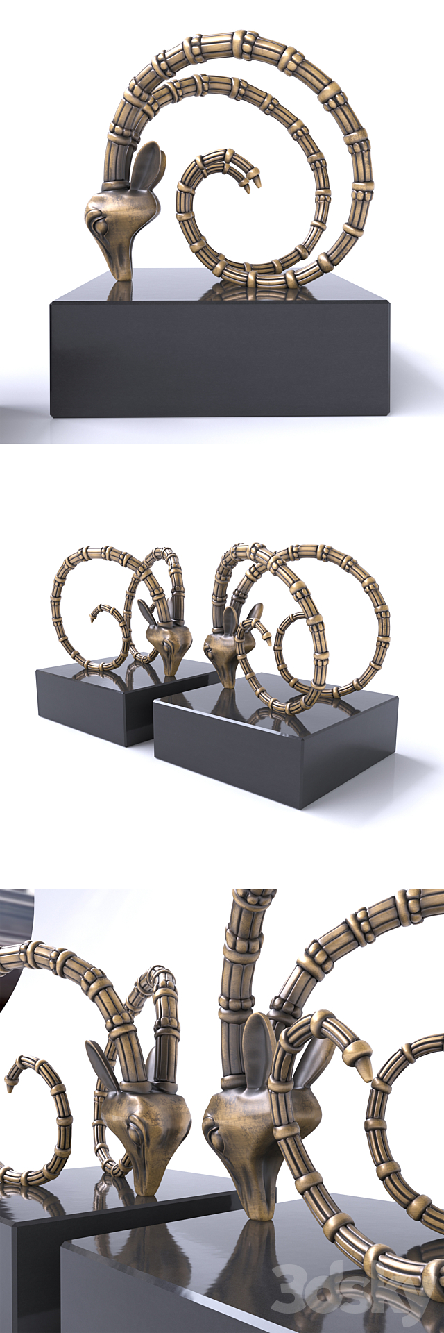 Book holder EICHHOLTZ Bookend Ibex set of 2 3ds Max - thumbnail 2