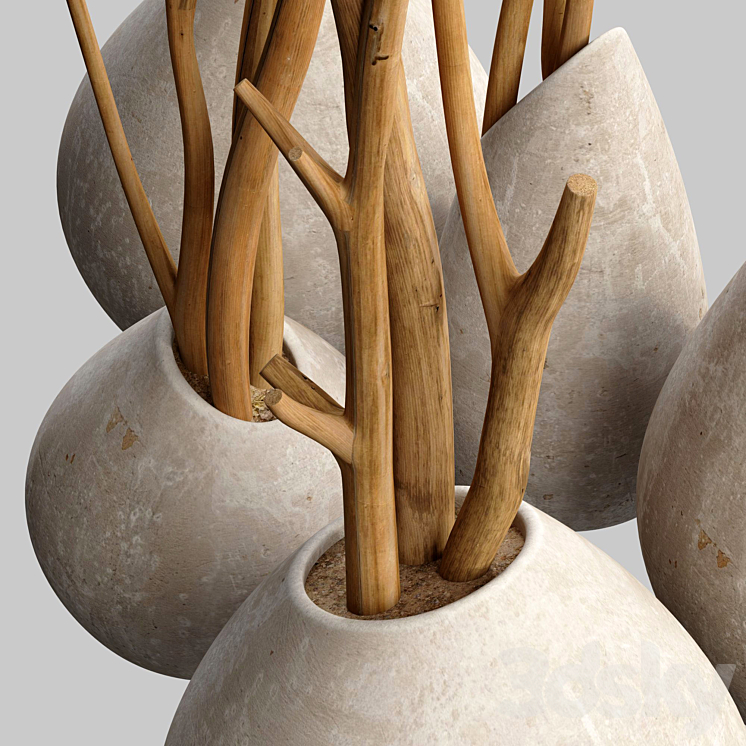 Branch slice vase n3 3DS Max Model - thumbnail 2