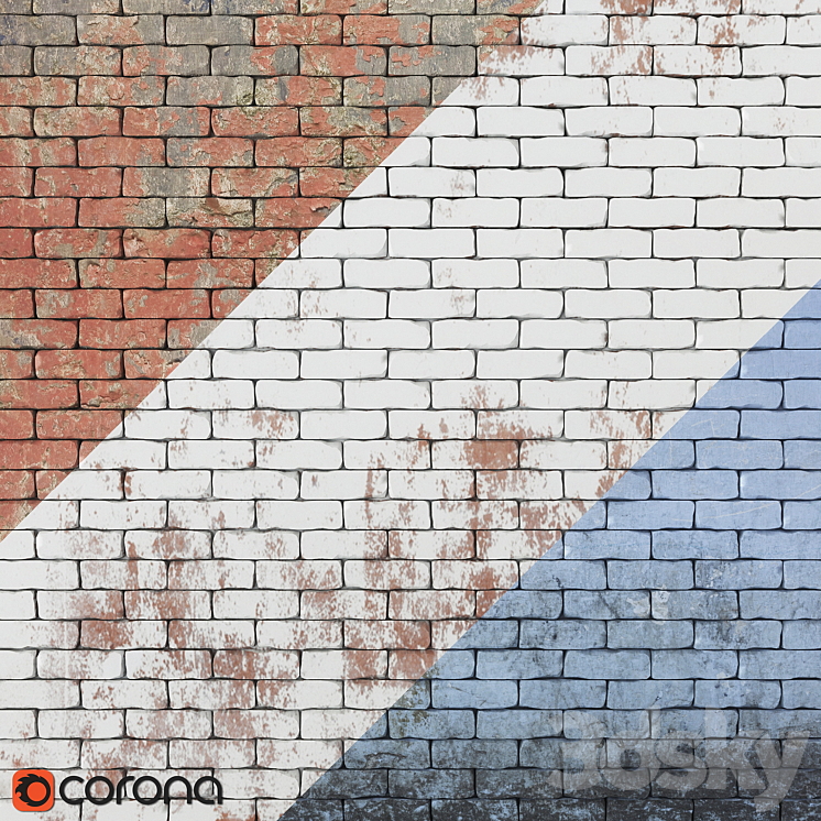 Brick wall (3 types) 3DS Max - thumbnail 1