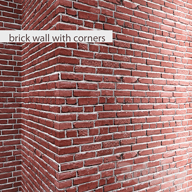 Brick wall with corners masonry brick loft decorative panel wall corner 3ds Max - thumbnail 1