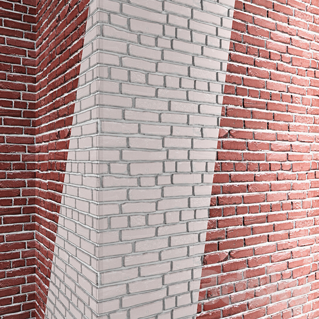 Brick wall with corners masonry brick loft decorative panel wall corner 3ds Max - thumbnail 2