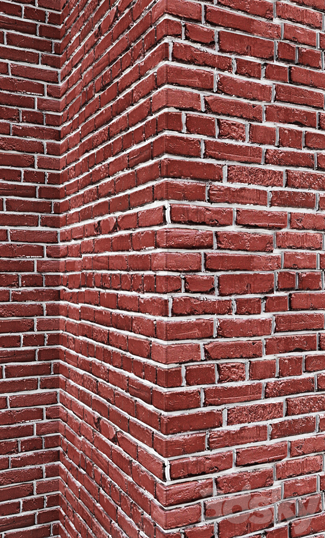 Brick wall with corners masonry brick loft decorative panel wall corner 3ds Max - thumbnail 3