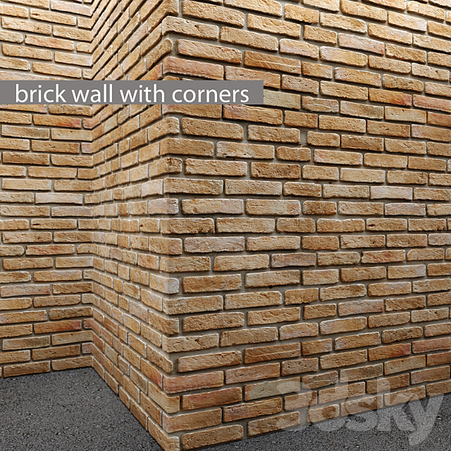 Brick wall with corners. masonry. brick. loft. decorative. panel. wall. corner. brick 3DSMax File - thumbnail 1