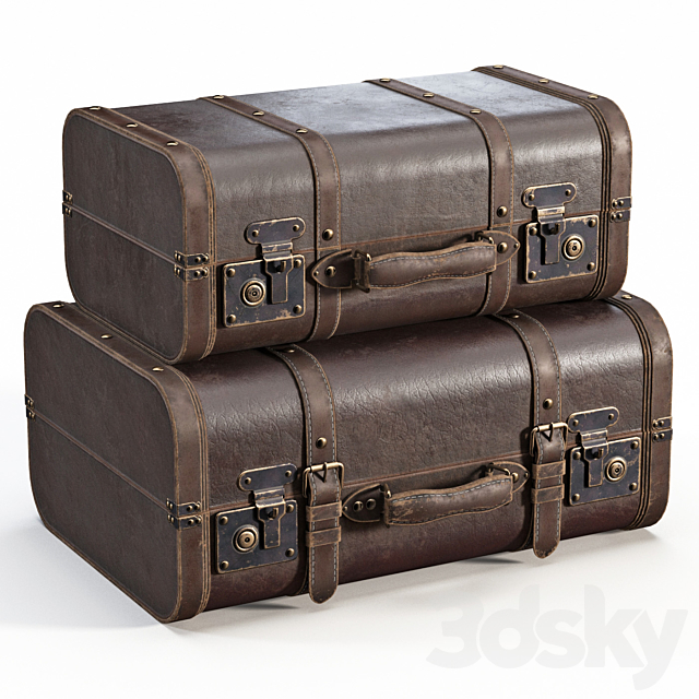 Brown Vintage Suitcases 3DSMax File - thumbnail 1