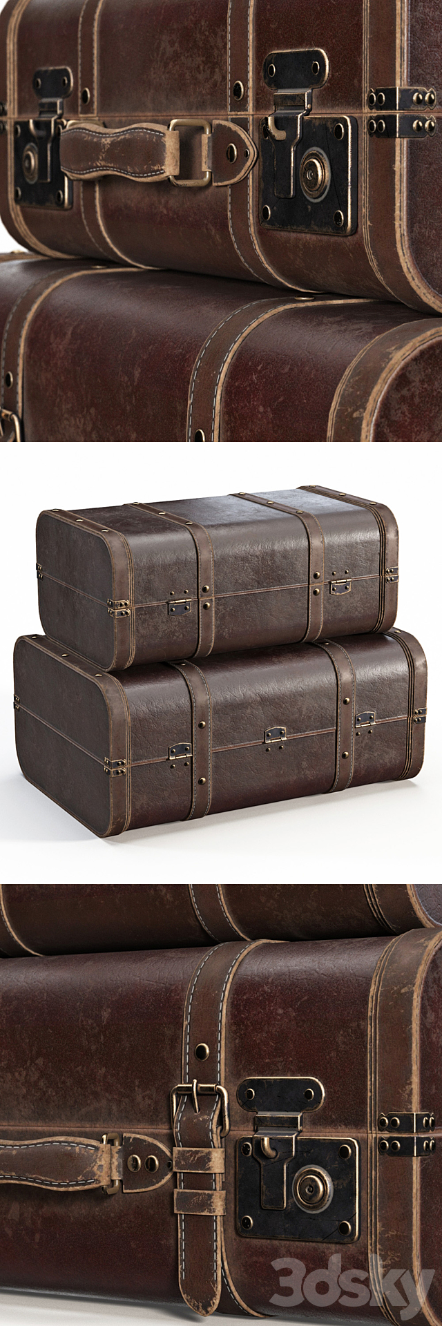 Brown Vintage Suitcases 3DSMax File - thumbnail 2