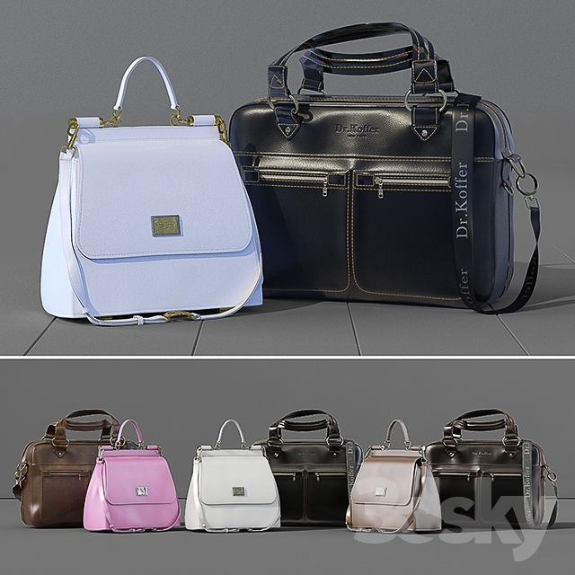 Business leather bag Dr.Koffer + women’s bag Dolce Gabbana 3DS Max - thumbnail 3