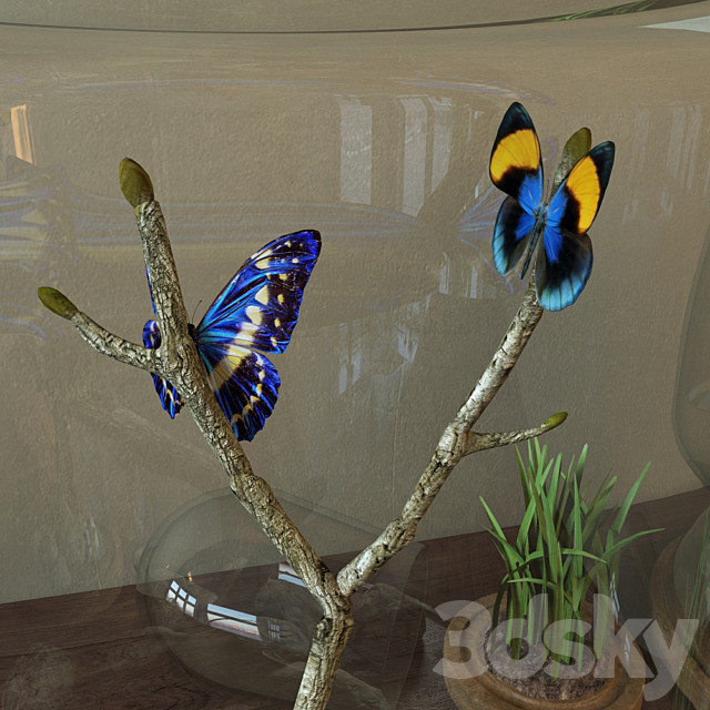 Butterflies in banks 3DS Max Model - thumbnail 2