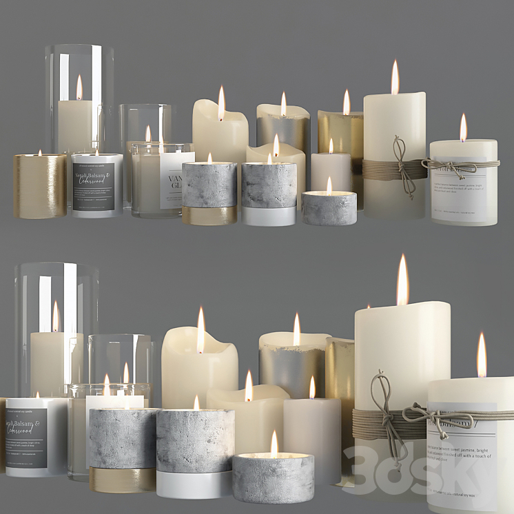 Candle Set 3DS Max Model - thumbnail 1