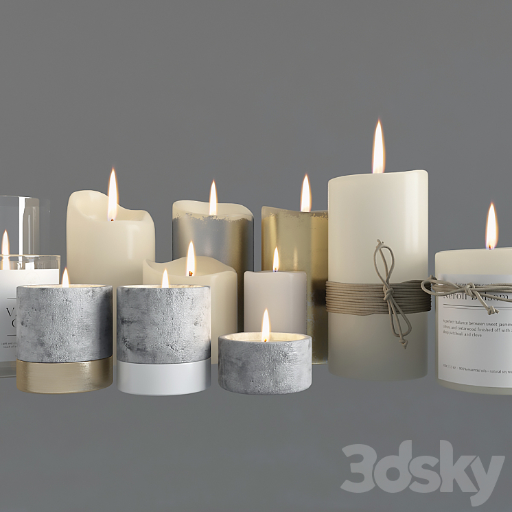 Candle Set 3DS Max Model - thumbnail 2