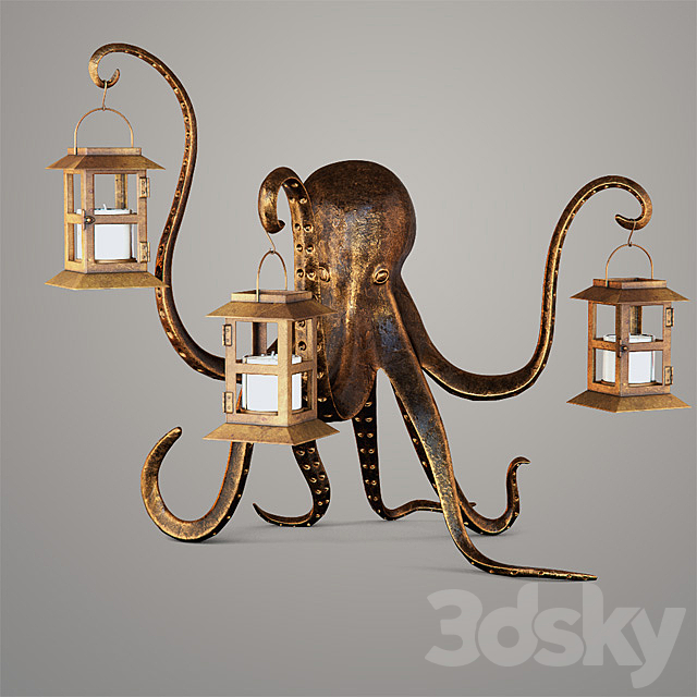 candlestick Aardvark Octopus Lantern 3ds Max - thumbnail 3