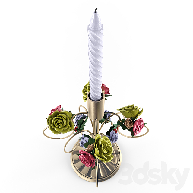 candlestick in retro style 3DS Max Model - thumbnail 2