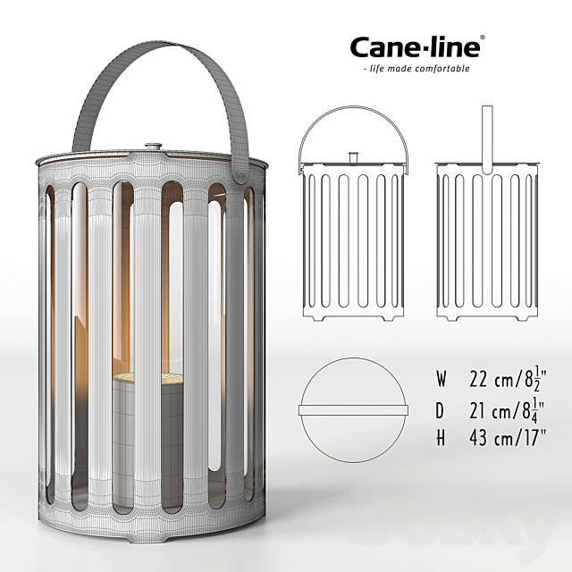 Cane-Line Lighttube Lantern Small 3DS Max Model - thumbnail 3