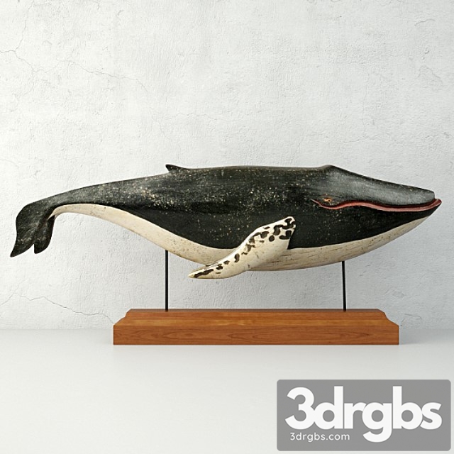 Carved and Painted Wooden Humpback Whale 3dsmax Download - thumbnail 1