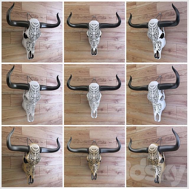 Carved cow skull 3ds Max - thumbnail 2