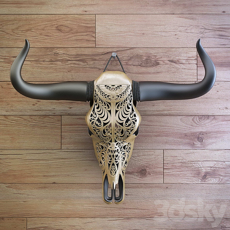 Carved cow skull 3DS Max - thumbnail 1