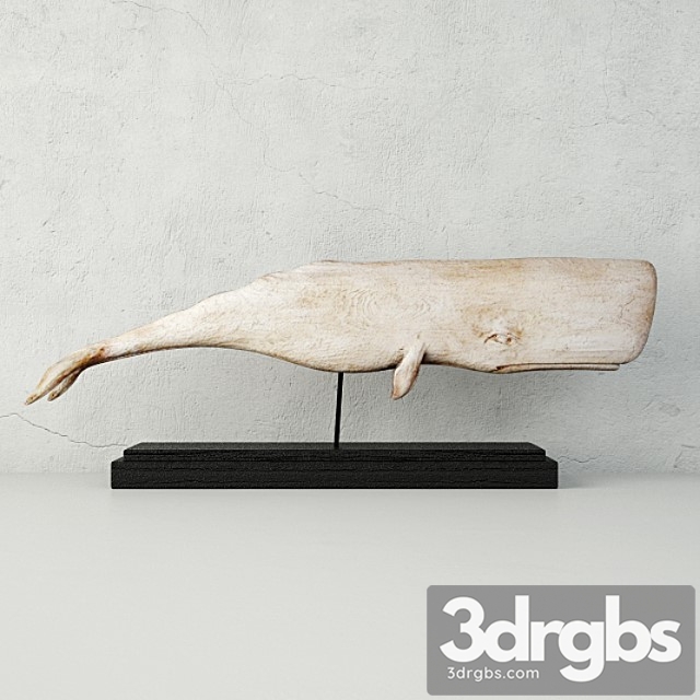 Carved Wood White Sperm Whale Folk Art 3dsmax Download - thumbnail 1